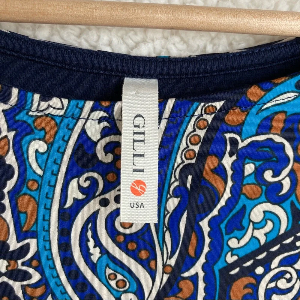 Gilli quarter length sleeves blue paisley print shift dress - Picture 10 of 15